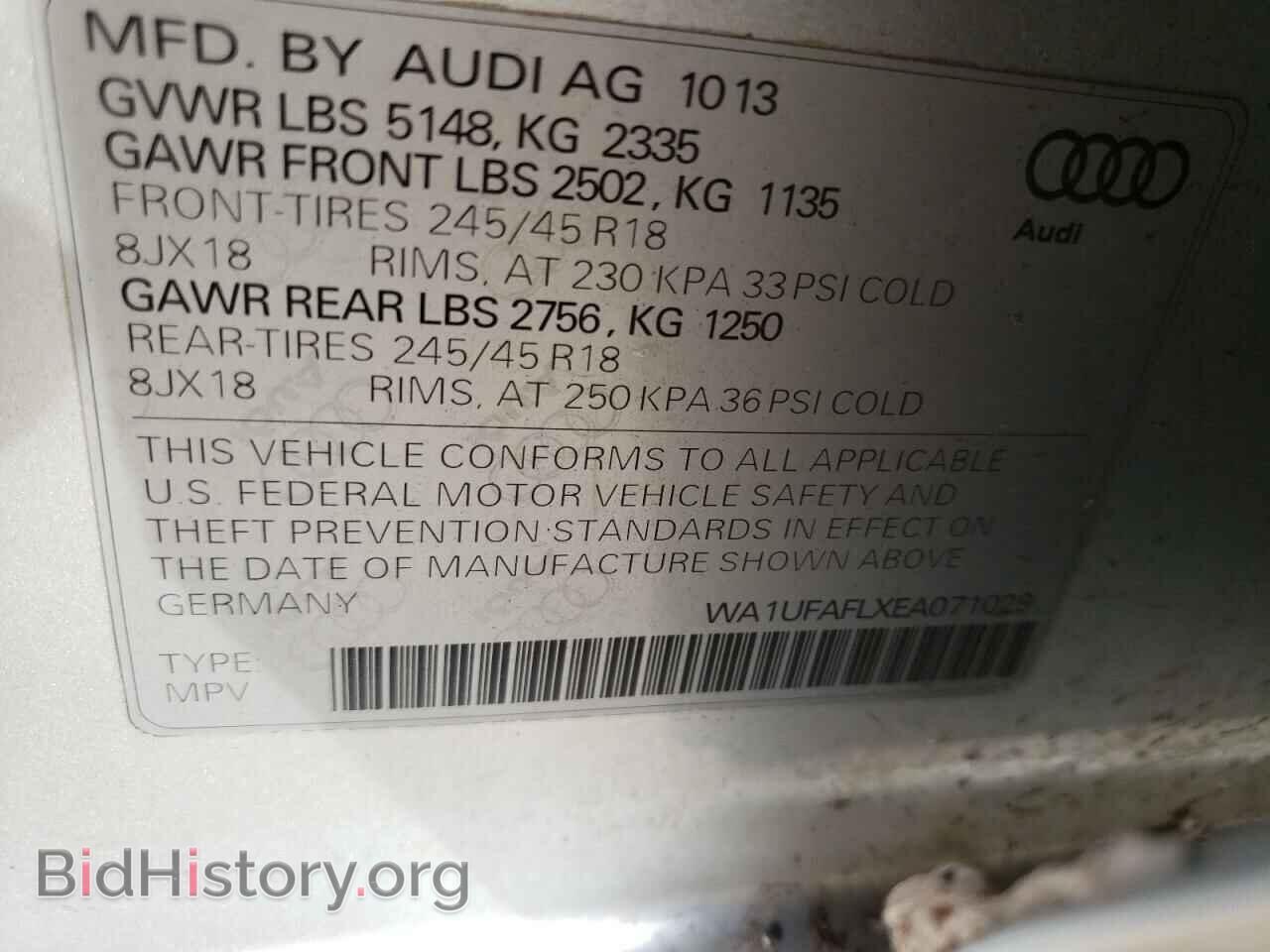 2014 AUDI A4 - VIN: WA1UFAFLXEA071029 - Фото 10