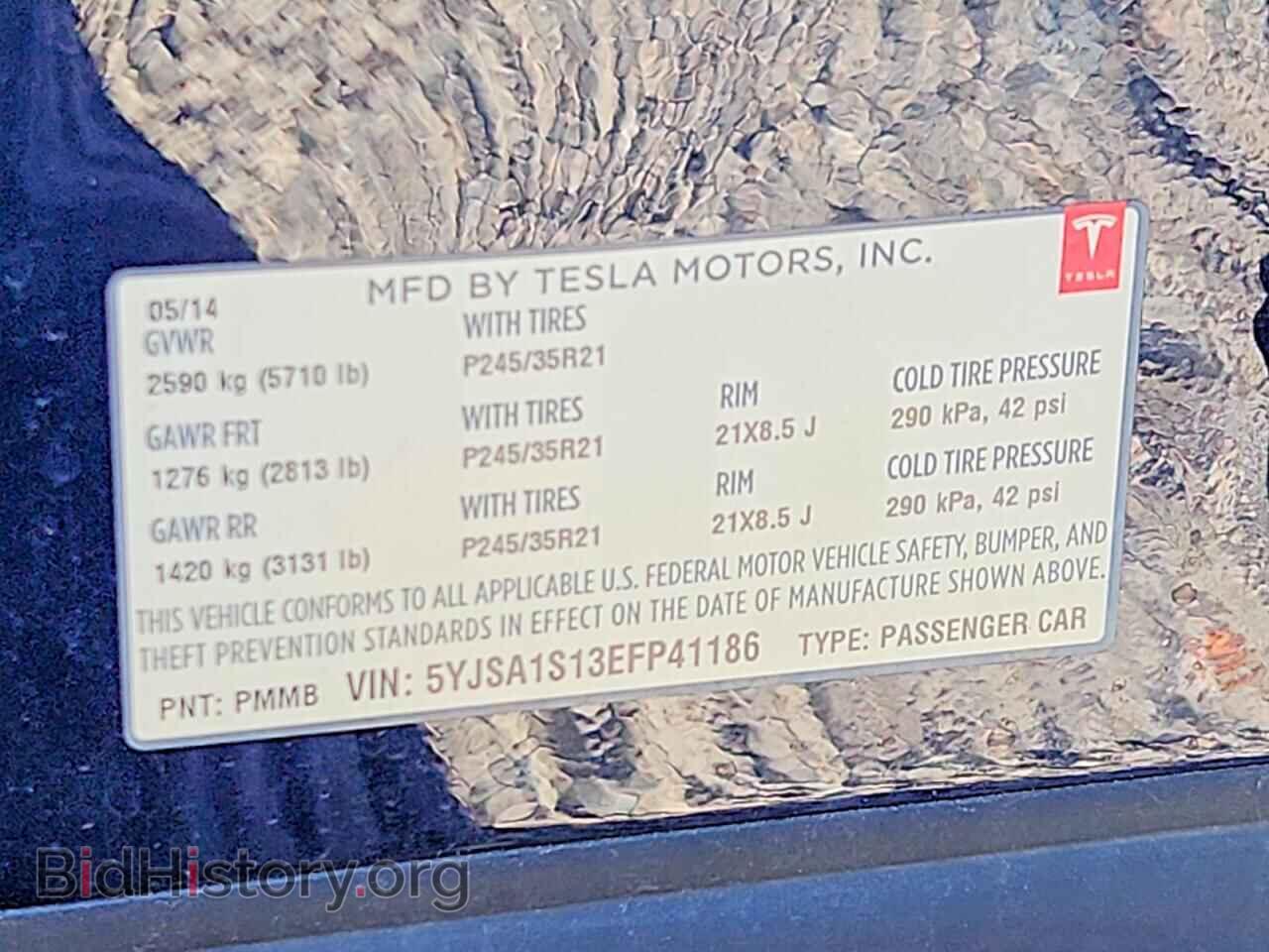 2014 TESLA MODEL S - VIN: 5YJSA1S13EFP41186 - Фото 12
