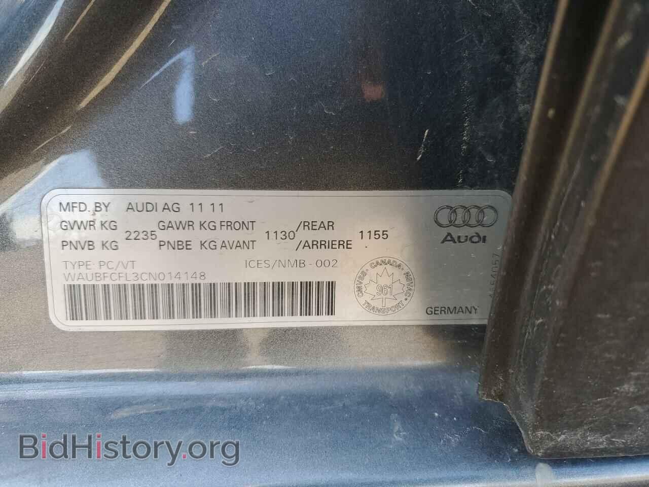 2012 AUDI A4 - VIN: WAUBFCFL3CN014148 - Фото 12
