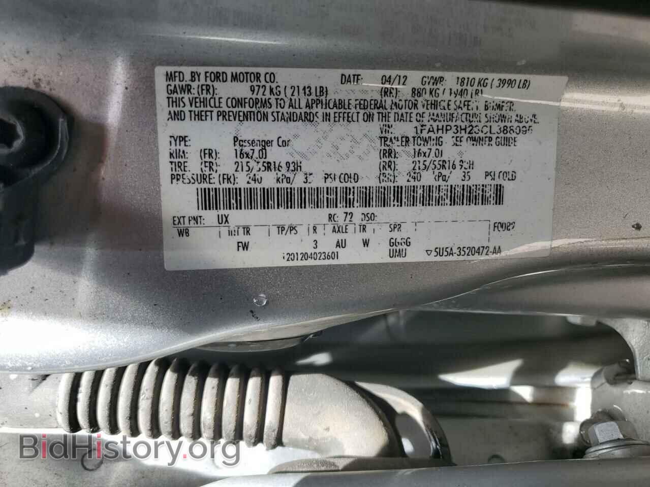 2012 FORD FOCUS - VIN: 1FAHP3H23CL388095 - Фото 12