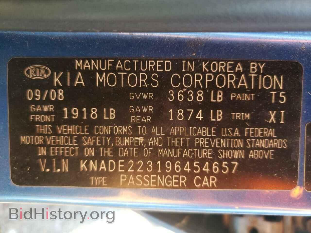 2009 KIA RIO - VIN: KNADE223196454657 - Фото 10