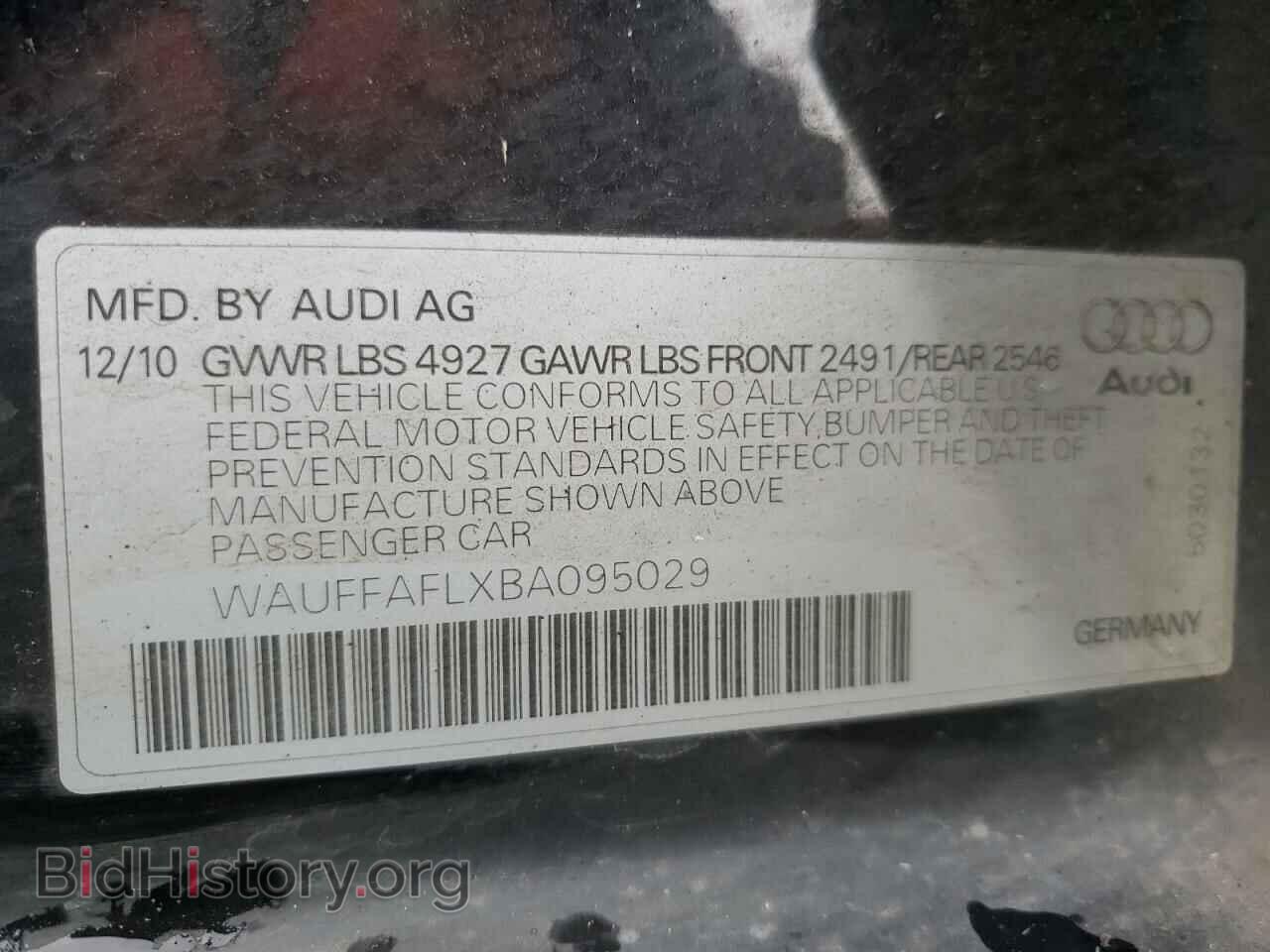 2011 AUDI A4 - VIN: WAUFFAFLXBA095029 - Фото 10