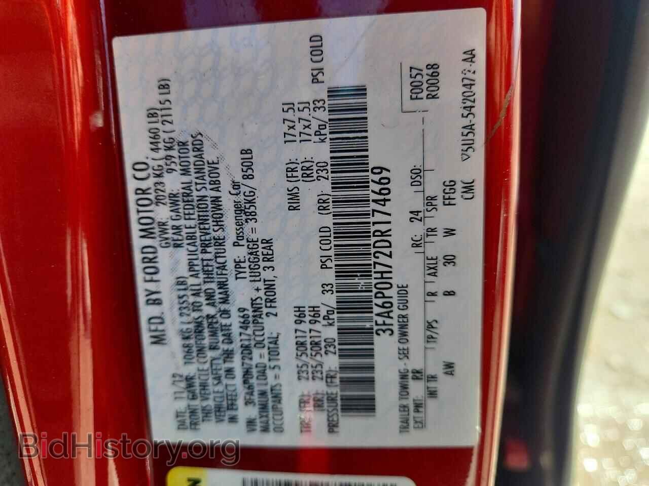2013 FORD FUSION - VIN: 3FA6P0H72DR174669 - Фото 12