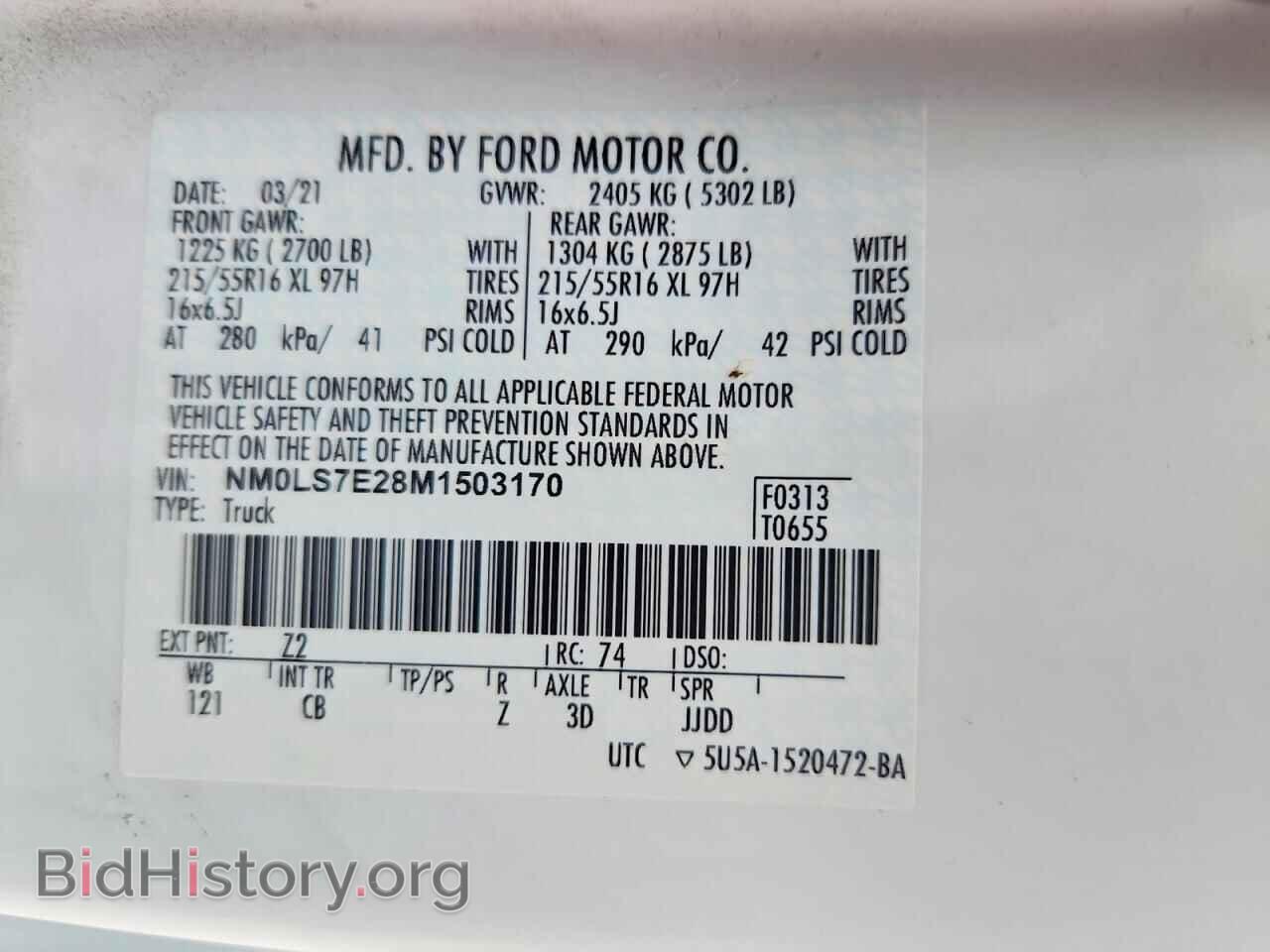 2021 FORD TRANSIT - VIN: NM0LS7E28M1503170 - Photo 13