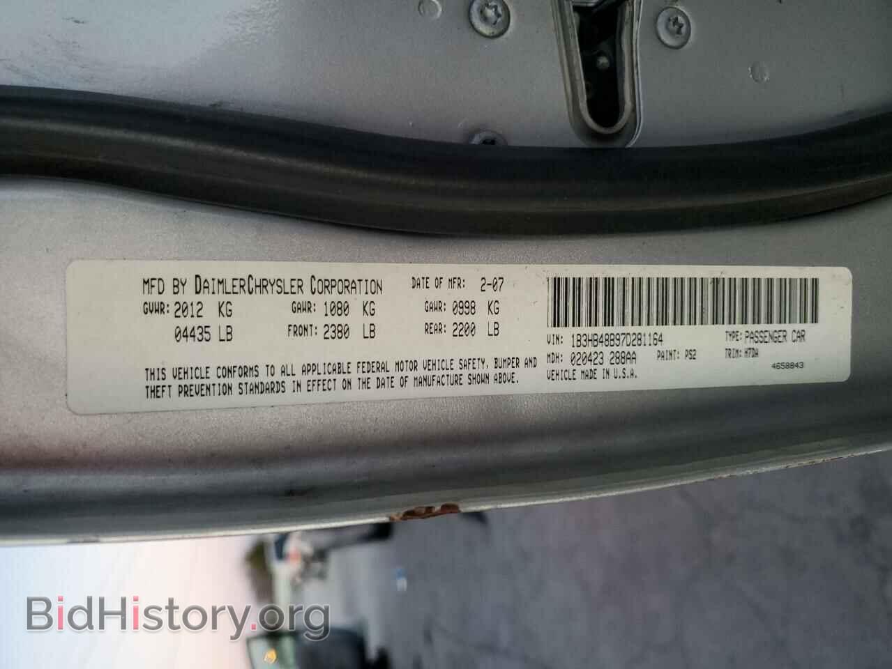 2007 DODGE CALIBER - VIN: 1B3HB48B97D281164 - Фото 12