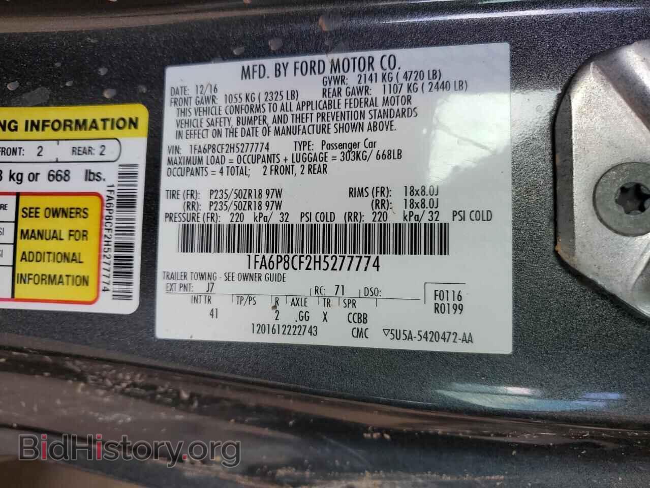 2017 FORD MUSTANG - VIN: 1FA6P8CF2H5277774 - Фото 12