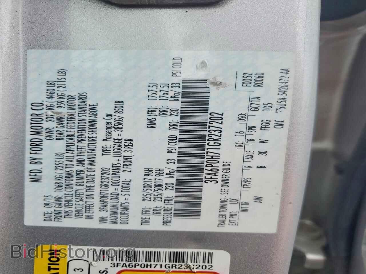 2016 FORD FUSION - VIN: 3FA6P0H71GR237202 - Фото 12