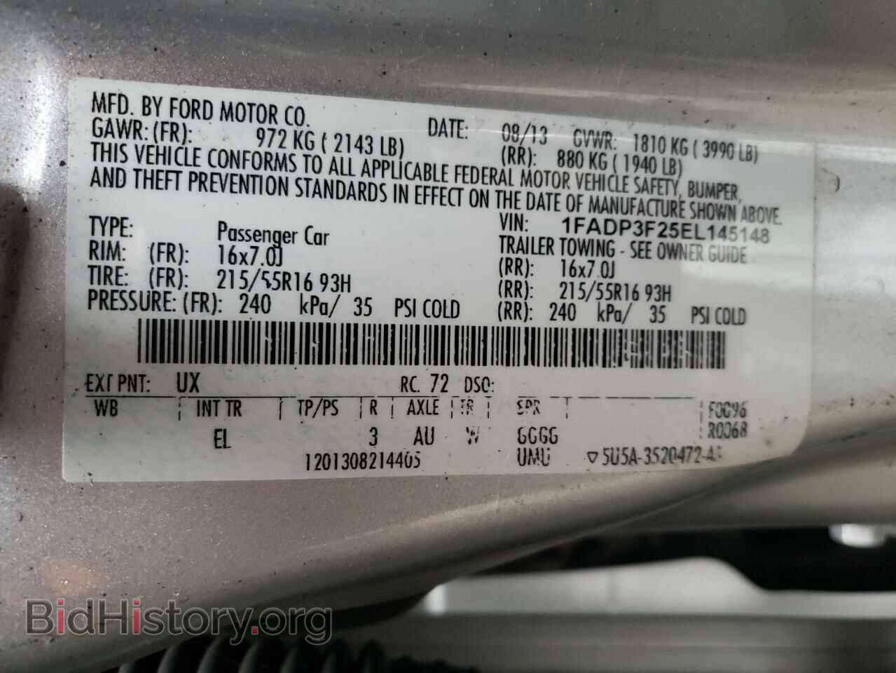 2014 FORD FOCUS - VIN: 1FADP3F25EL145148 - Фото 10