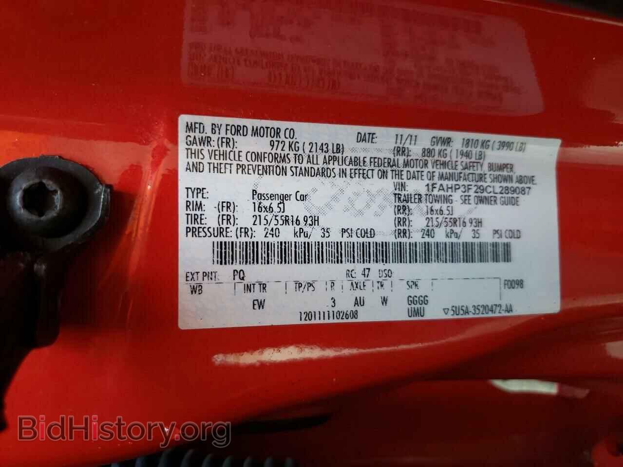 2012 FORD FOCUS - VIN: 1FAHP3F29CL289087 - Фото 10