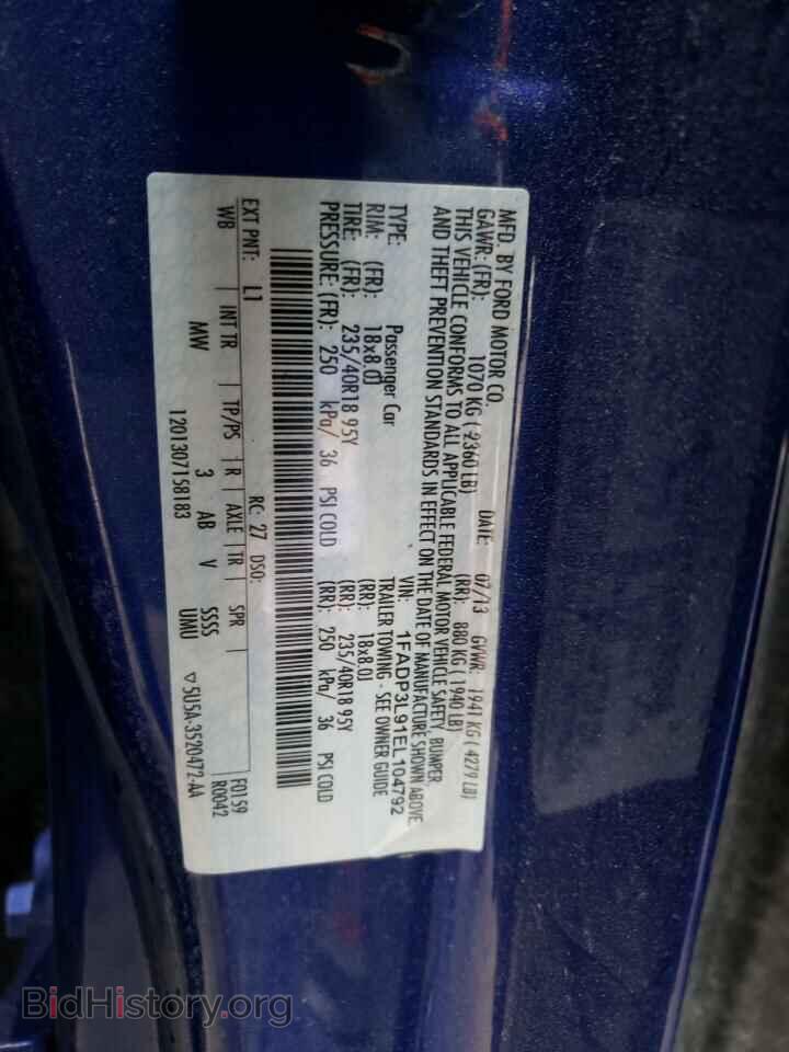 2014 FORD FOCUS - VIN: 1FADP3L91EL104792 - Фото 10