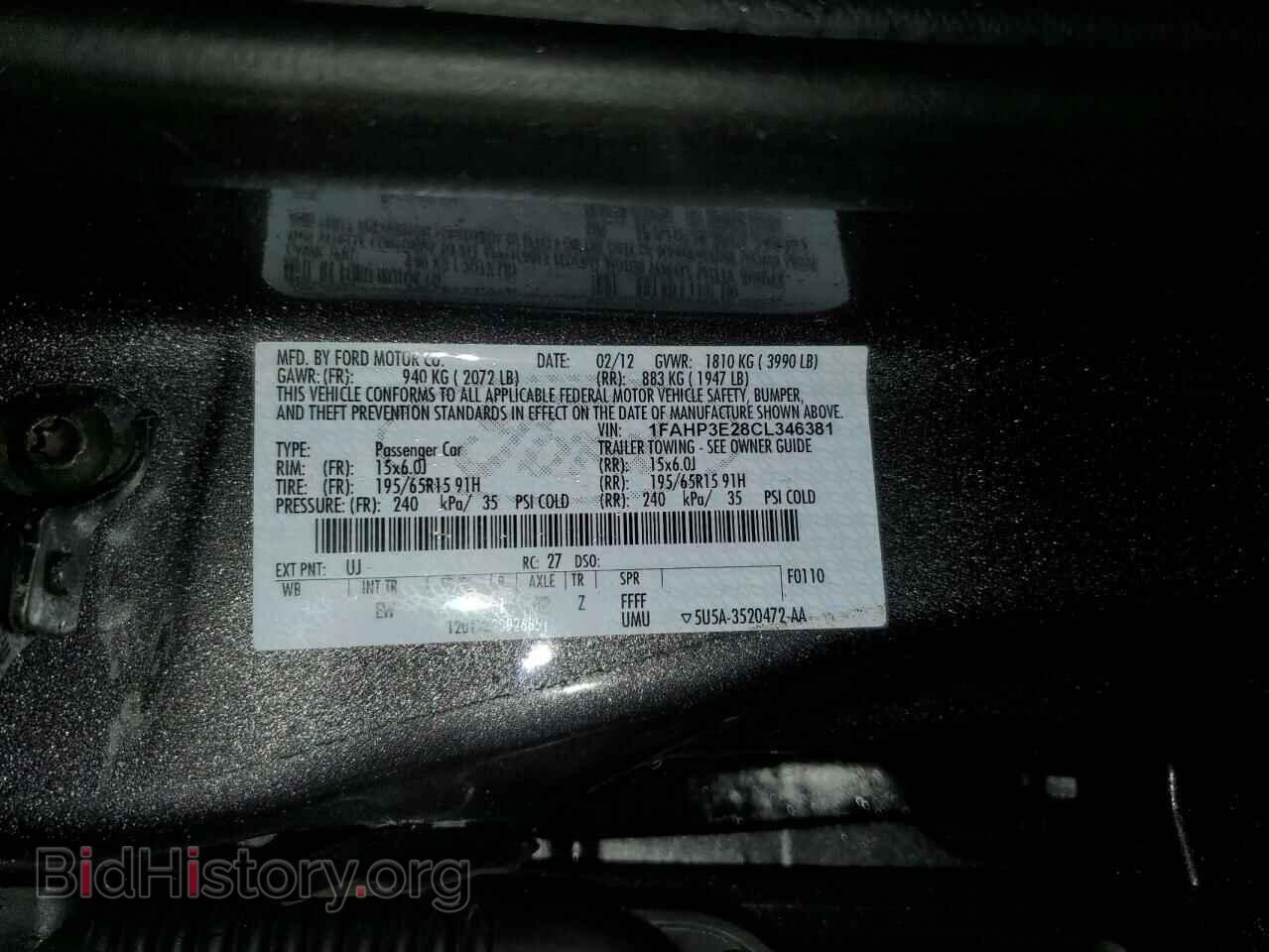 2012 FORD FOCUS - VIN: 1FAHP3E28CL346381 - Фото 12
