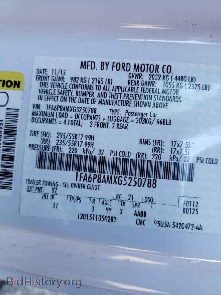 2016 FORD MUSTANG - VIN: 1FA6P8AMXG5250788 - Фото 10