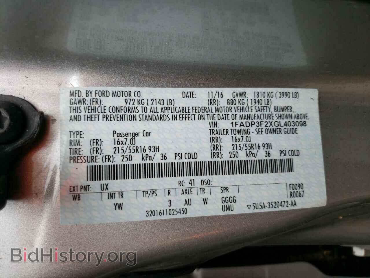 2016 FORD FOCUS - VIN: 1FADP3F2XGL403098 - Фото 12
