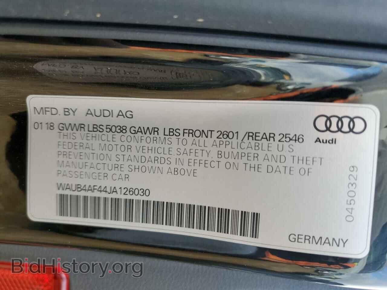 2018 AUDI S4/RS4 - VIN: WAUB4AF44JA126030 - Фото 12