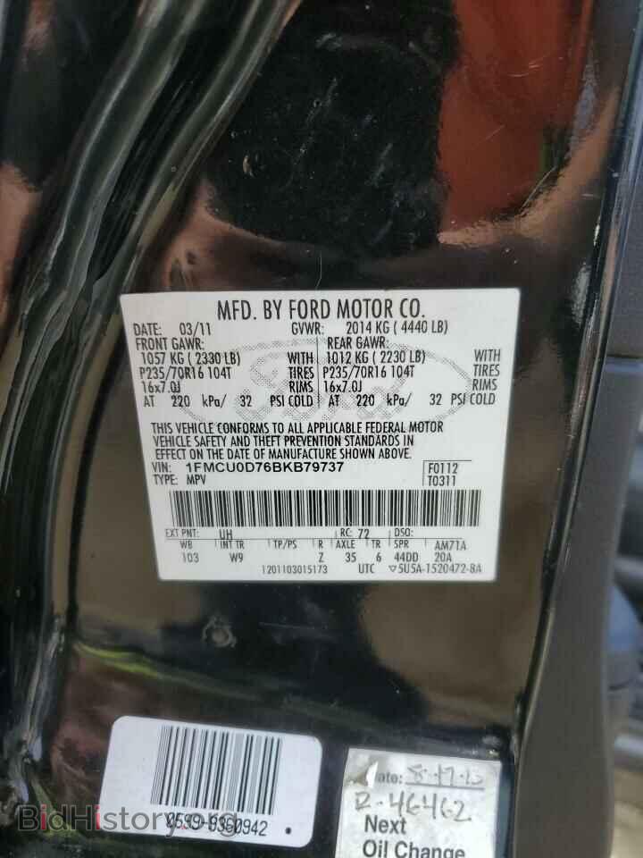 2011 FORD ESCAPE - VIN: 1FMCU0D76BKB79737 - Фото 13