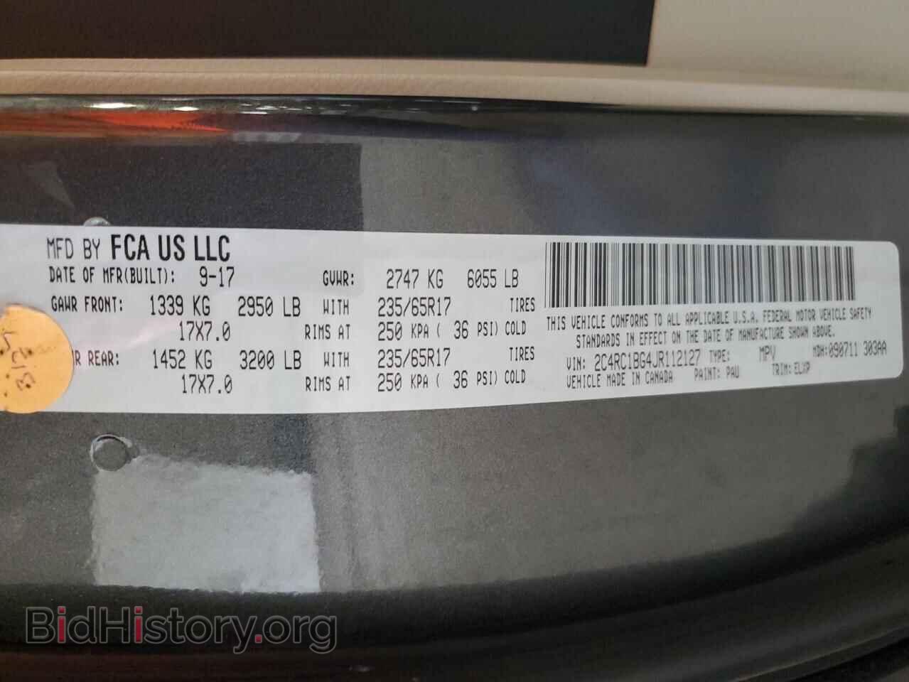 2018 CHRYSLER PACIFICA - VIN: 2C4RC1BG4JR112127 - Photo 13