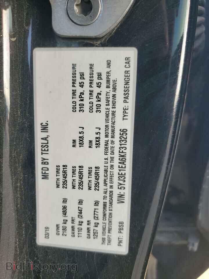 2019 TESLA MODEL 3 - VIN: 5YJ3E1EA6KF313256 - Фото 12