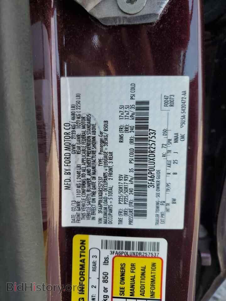 2013 FORD FUSION - VIN: 3FA6P0LUXDR257537 - Фото 12