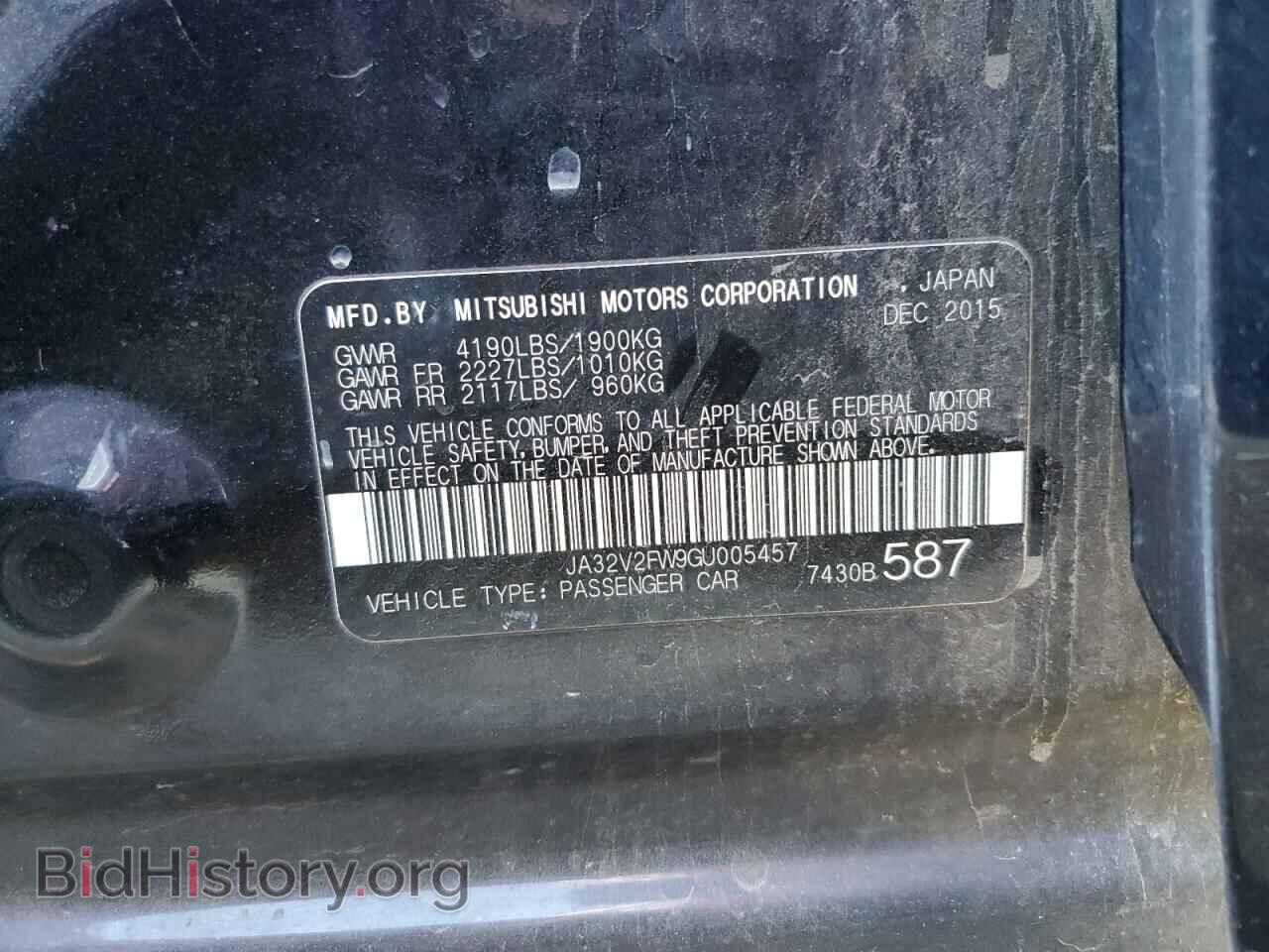 2016 MITSUBISHI LANCER - VIN: JA32V2FW9GU005457 - Фото 12