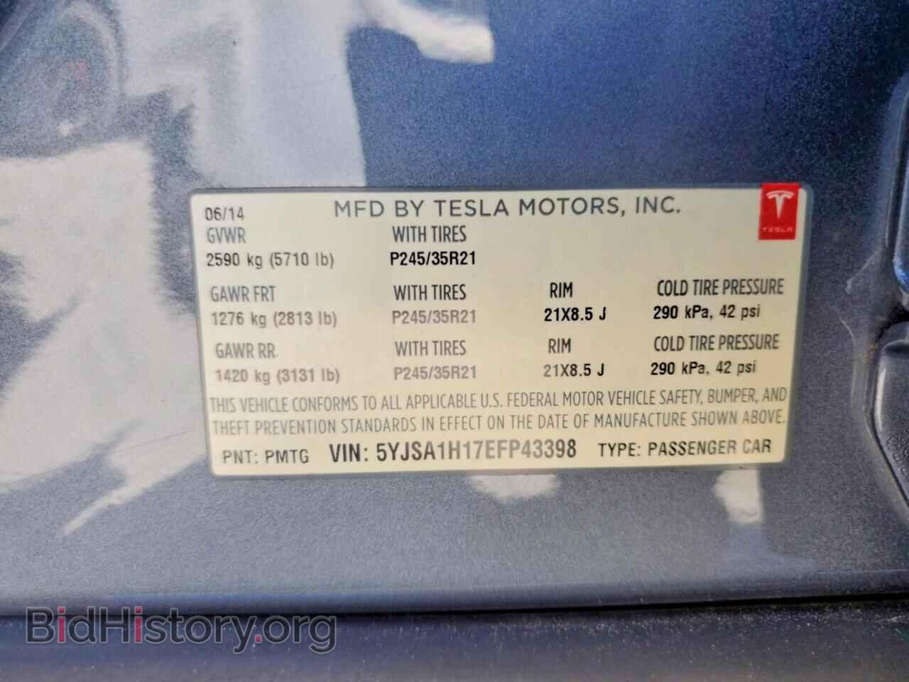 2014 TESLA MODEL S - VIN: 5YJSA1H17EFP43398 - Photo 13