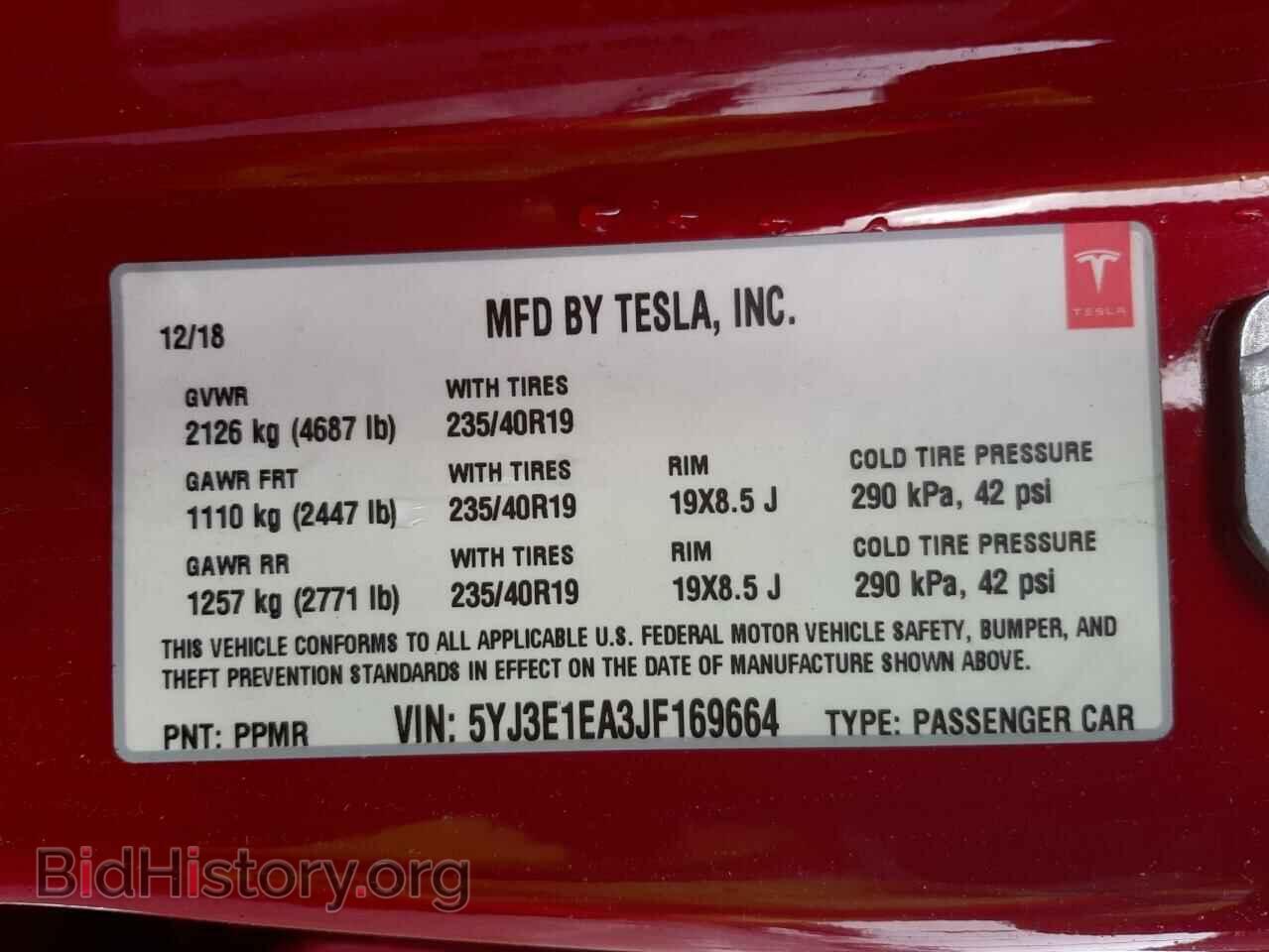 2018 TESLA MODEL 3 - VIN: 5YJ3E1EA3JF169664 - Photo 10