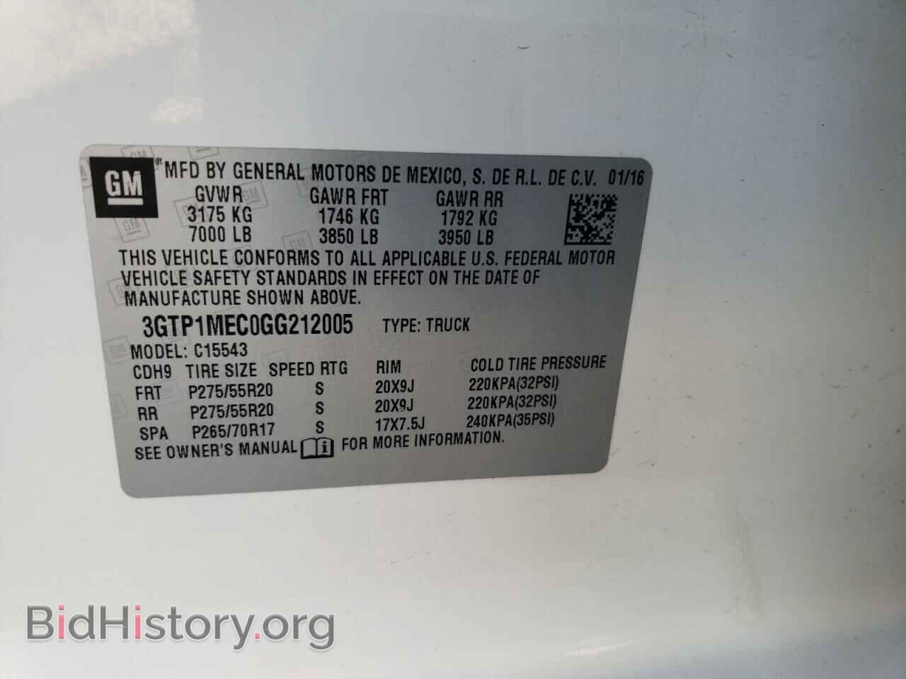 2016 GMC SIERRA - VIN: 3GTP1MEC0GG212005 - Фото 12