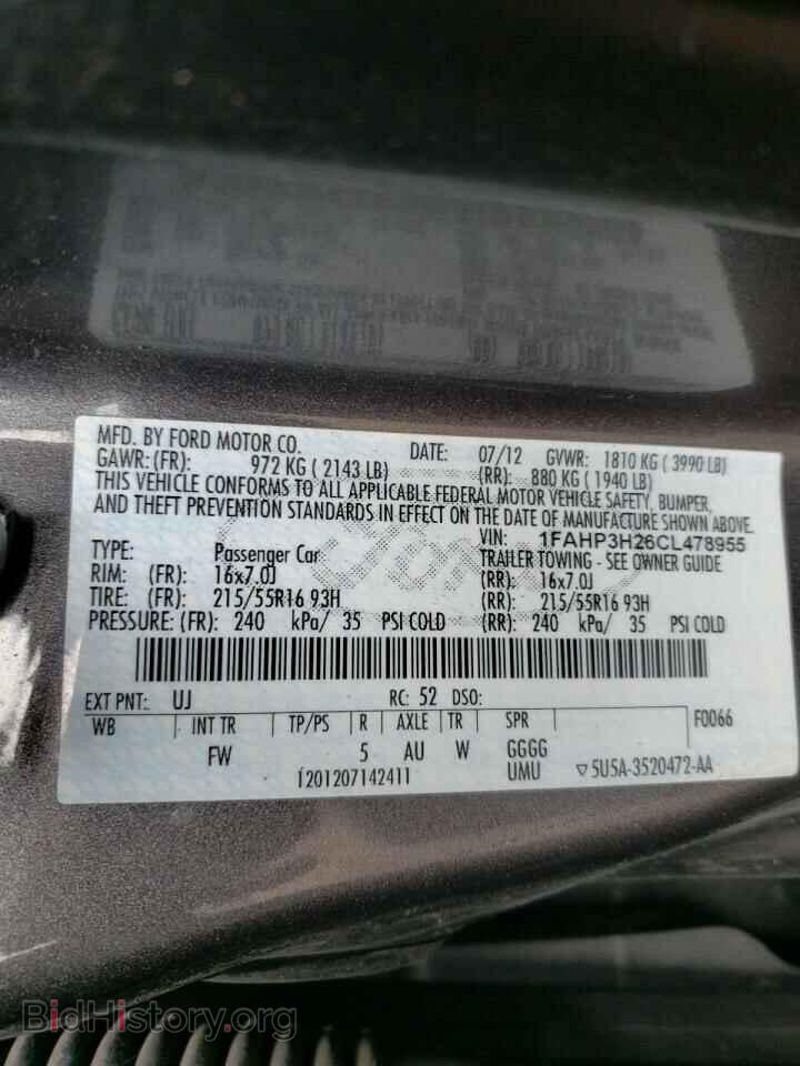 2012 FORD FOCUS - VIN: 1FAHP3H26CL478955 - Фото 10
