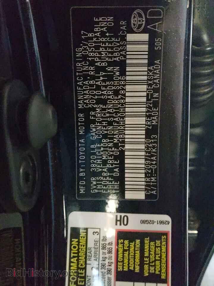 2017 TOYOTA COROLLA - VIN: 2T1BURHE0HC878286 - Фото 10