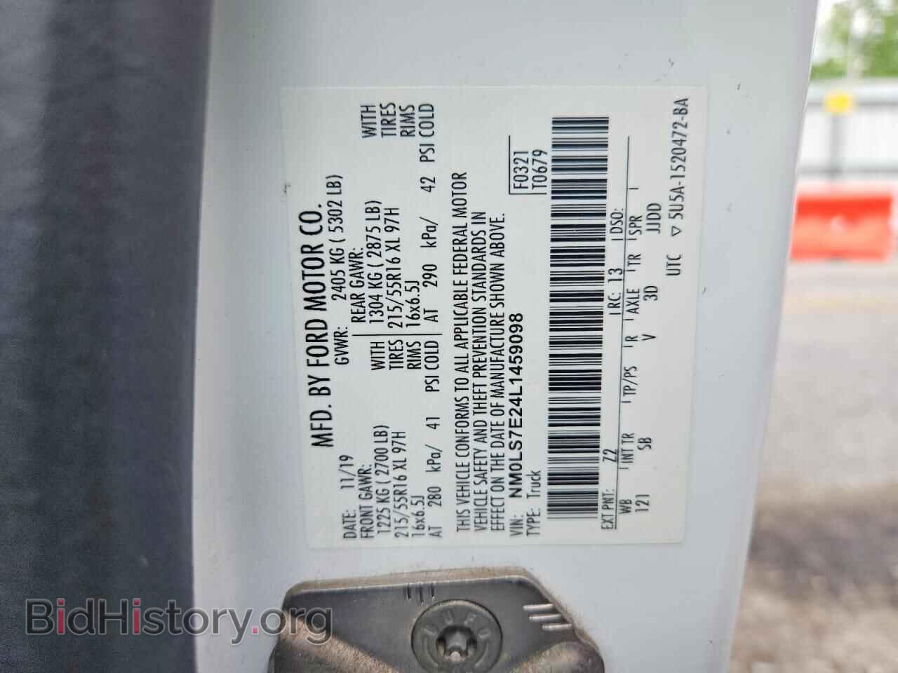 2020 FORD TRANSIT - VIN: NM0LS7E24L1459098 - Photo 13
