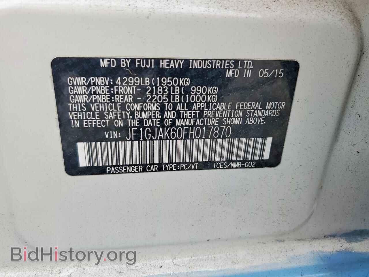 2015 SUBARU IMPREZA - VIN: JF1GJAK60FH017870 - Фото 12