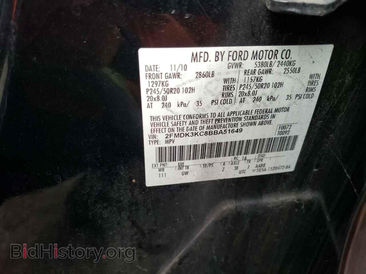 2011 FORD EDGE - VIN: 2FMDK3KC8BBA51649 - Photo 10