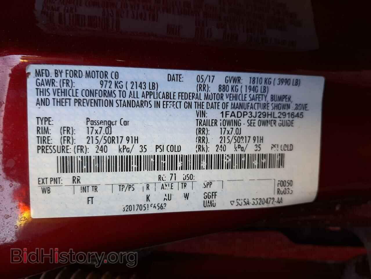 2017 FORD FOCUS - VIN: 1FADP3J29HL291645 - Фото 10