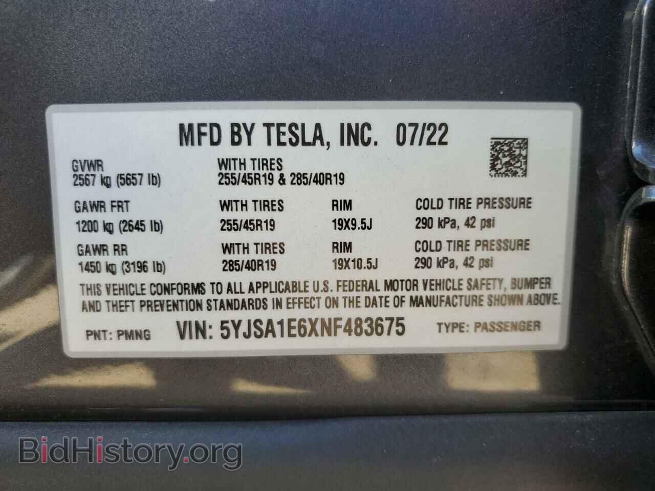 2022 TESLA MODEL S - VIN: 5YJSA1E6XNF483675 - Photo 12