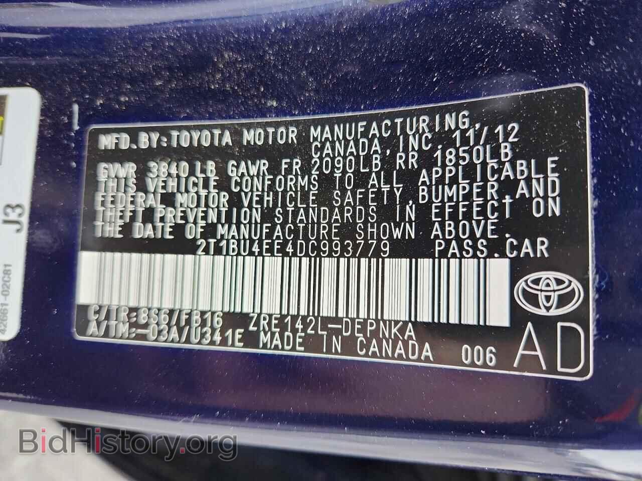 2013 TOYOTA COROLLA - VIN: 2T1BU4EE4DC993779 - Фото 12