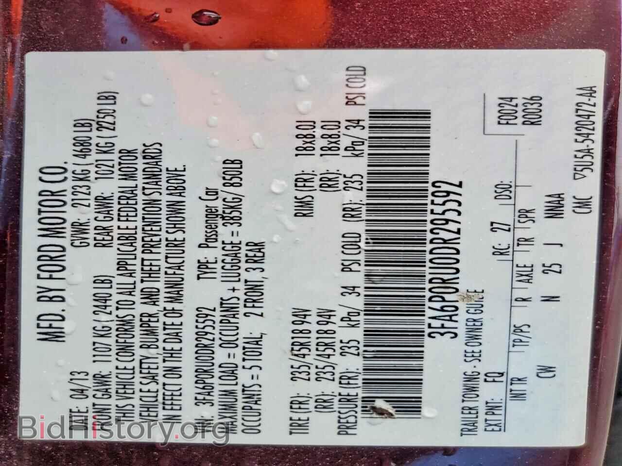 2013 FORD FUSION - VIN: 3FA6P0RU0DR295592 - Photo 12