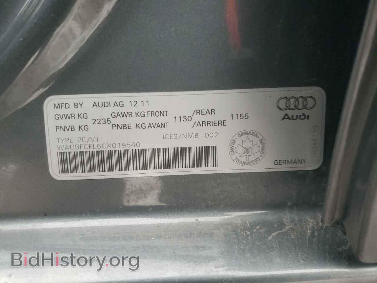 2012 AUDI A4 - VIN: WAUBFCFL6CN019540 - Фото 10