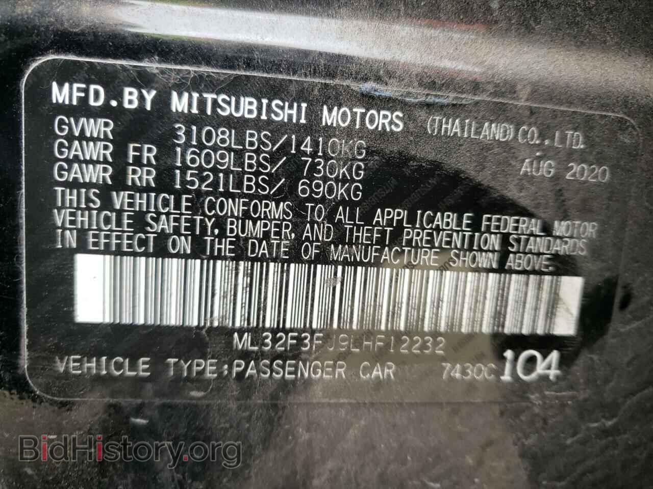 2020 MITSUBISHI MIRAGE - VIN: ML32F3FJ9LHF12232 - Фото 10