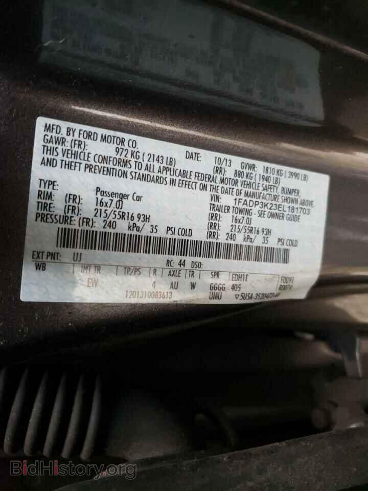 2014 FORD FOCUS - VIN: 1FADP3K23EL181703 - Фото 10