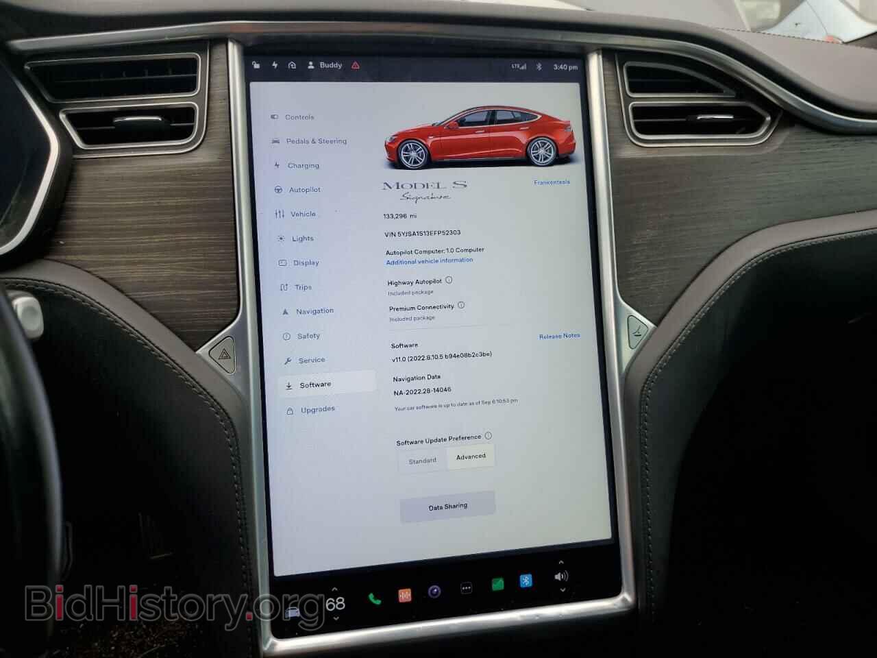 2014 TESLA MODEL S - VIN: 5YJSA1S13EFP52303 - Photo 9