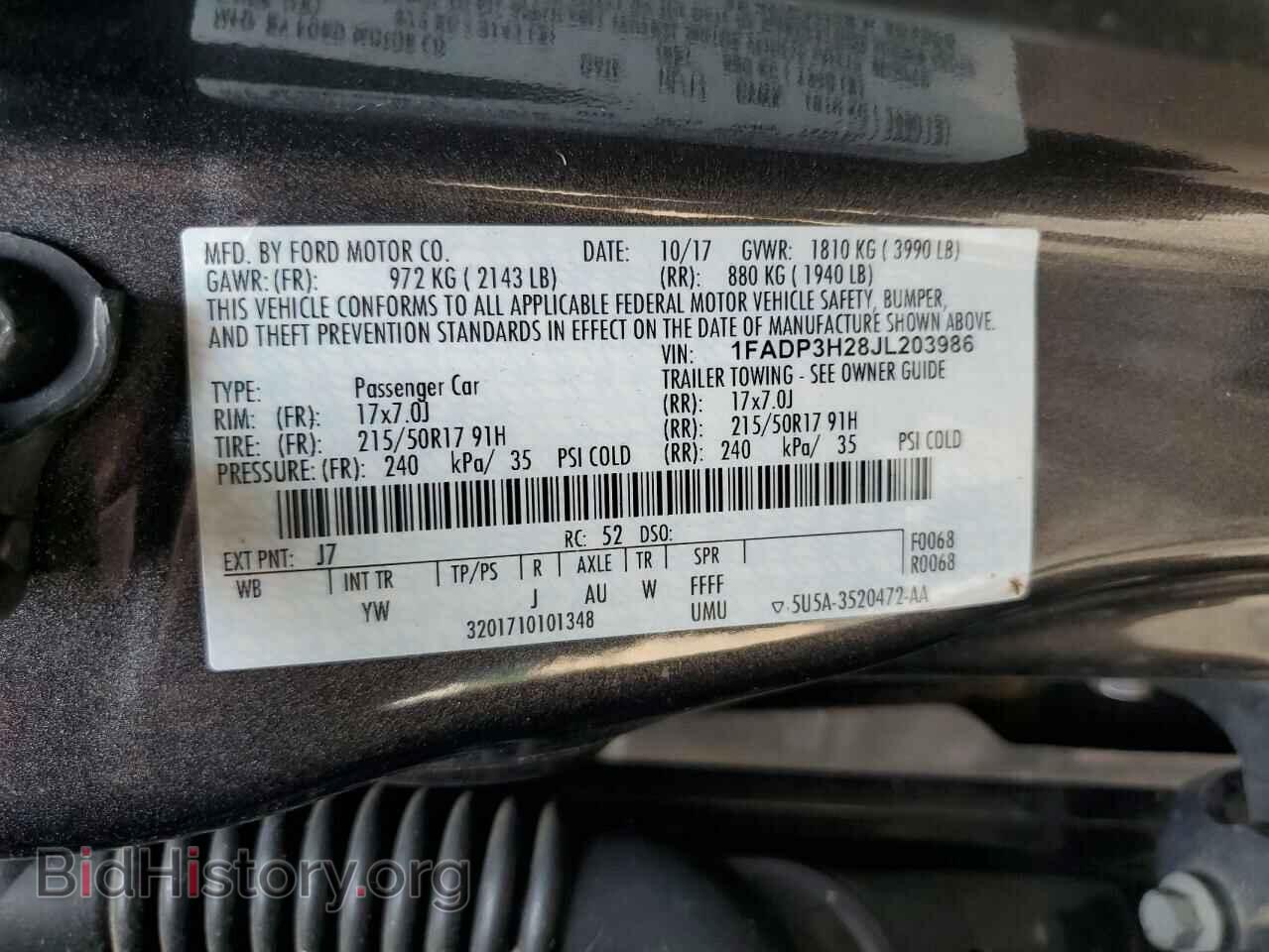 2018 FORD FOCUS - VIN: 1FADP3H28JL203986 - Фото 12