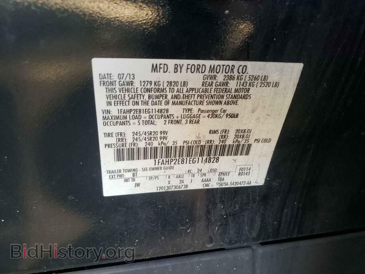 2014 FORD TAURUS - VIN: 1FAHP2E81EG114828 - Фото 10