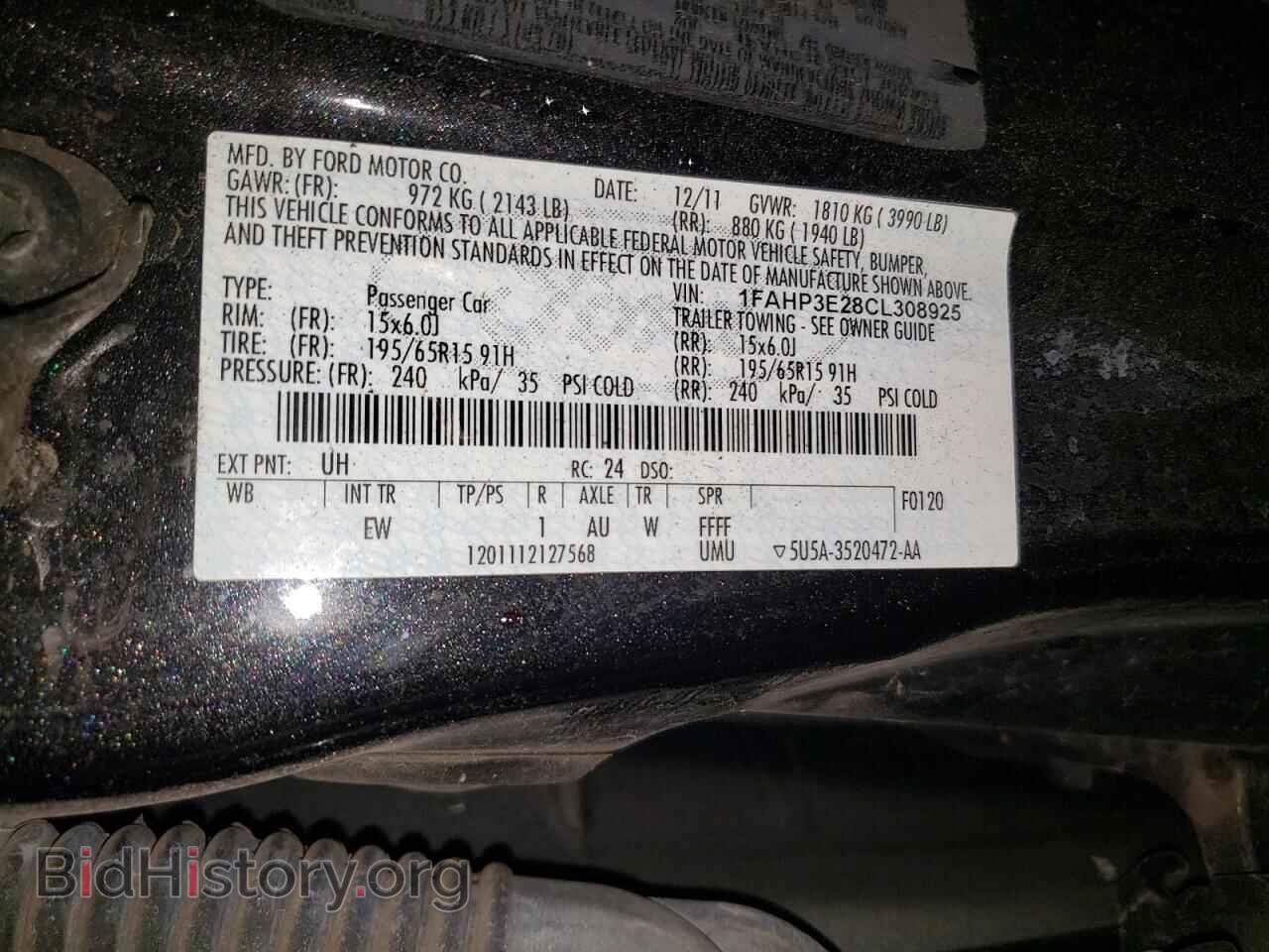 2012 Ford FOCUS (VIN 1FAHP3E28CL308925) — photo 12 of 12
