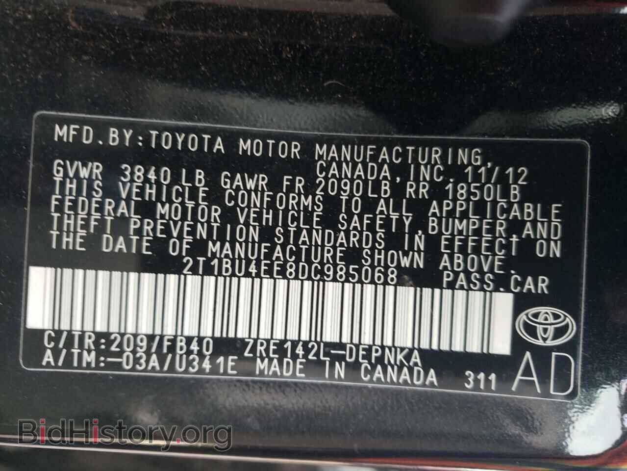 2013 TOYOTA COROLLA - VIN: 2T1BU4EE8DC985068 - Фото 10