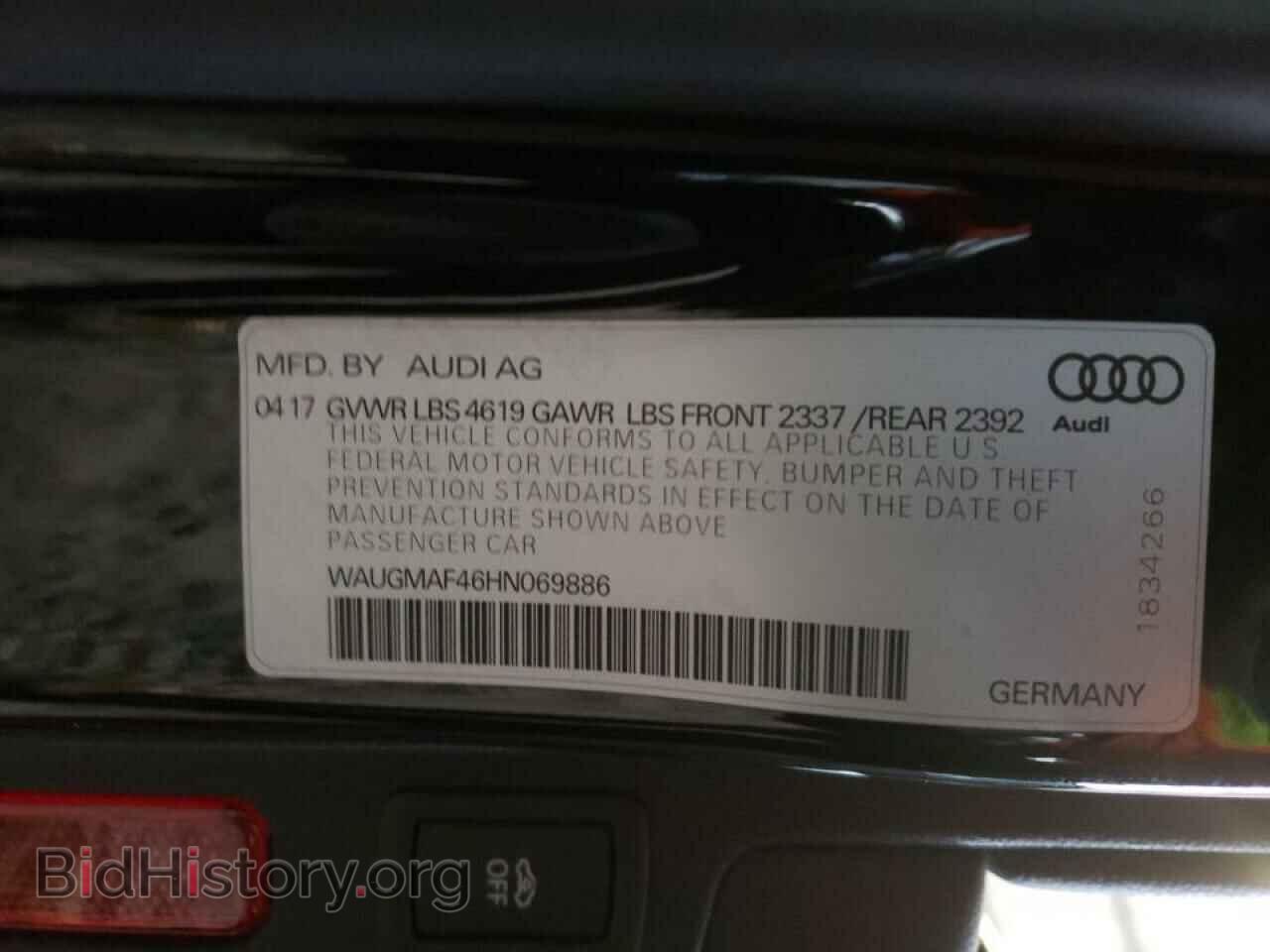 2017 AUDI A4 - VIN: WAUGMAF46HN069886 - Фото 10