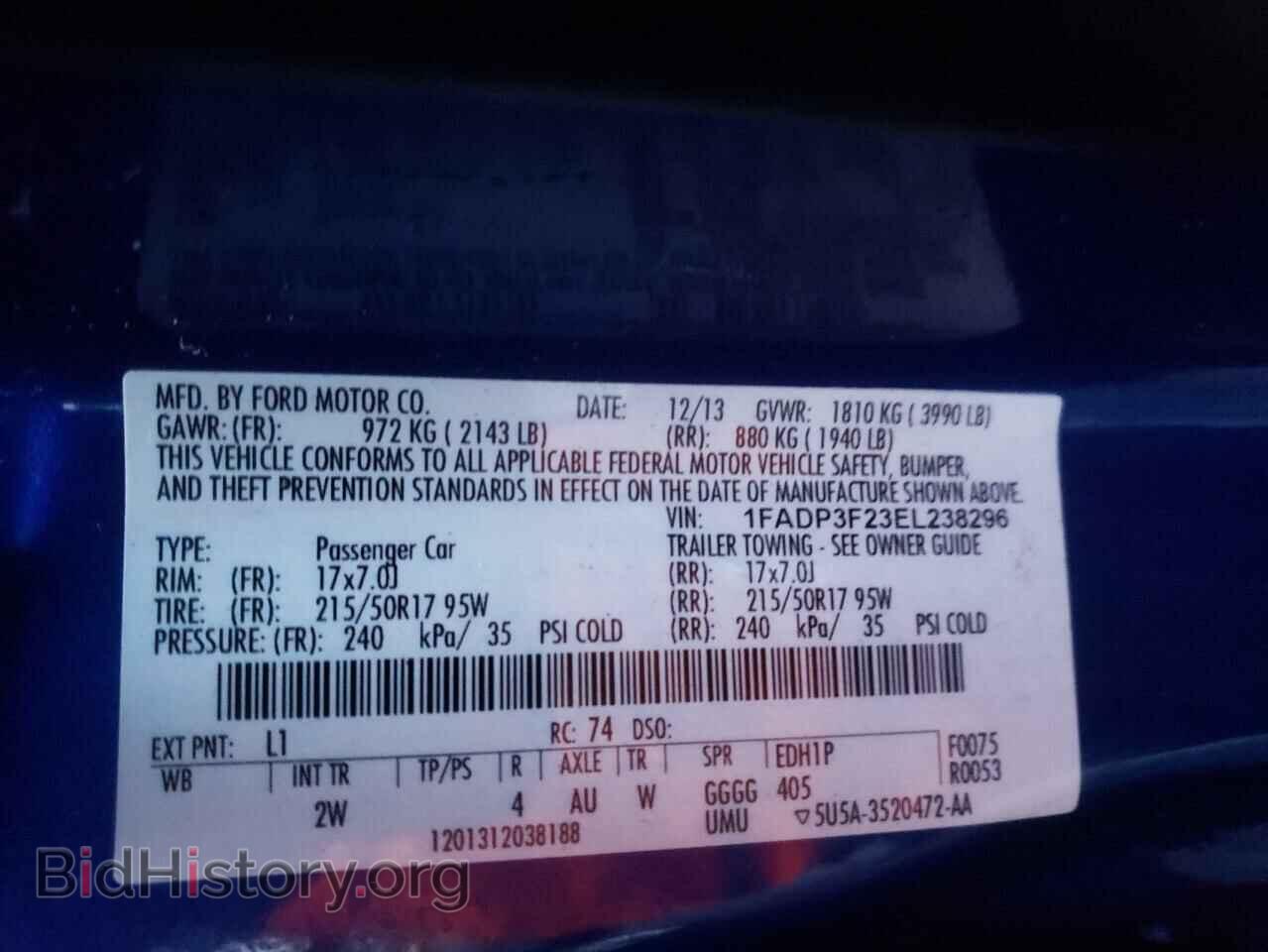 2014 FORD FOCUS - VIN: 1FADP3F23EL238296 - Фото 10