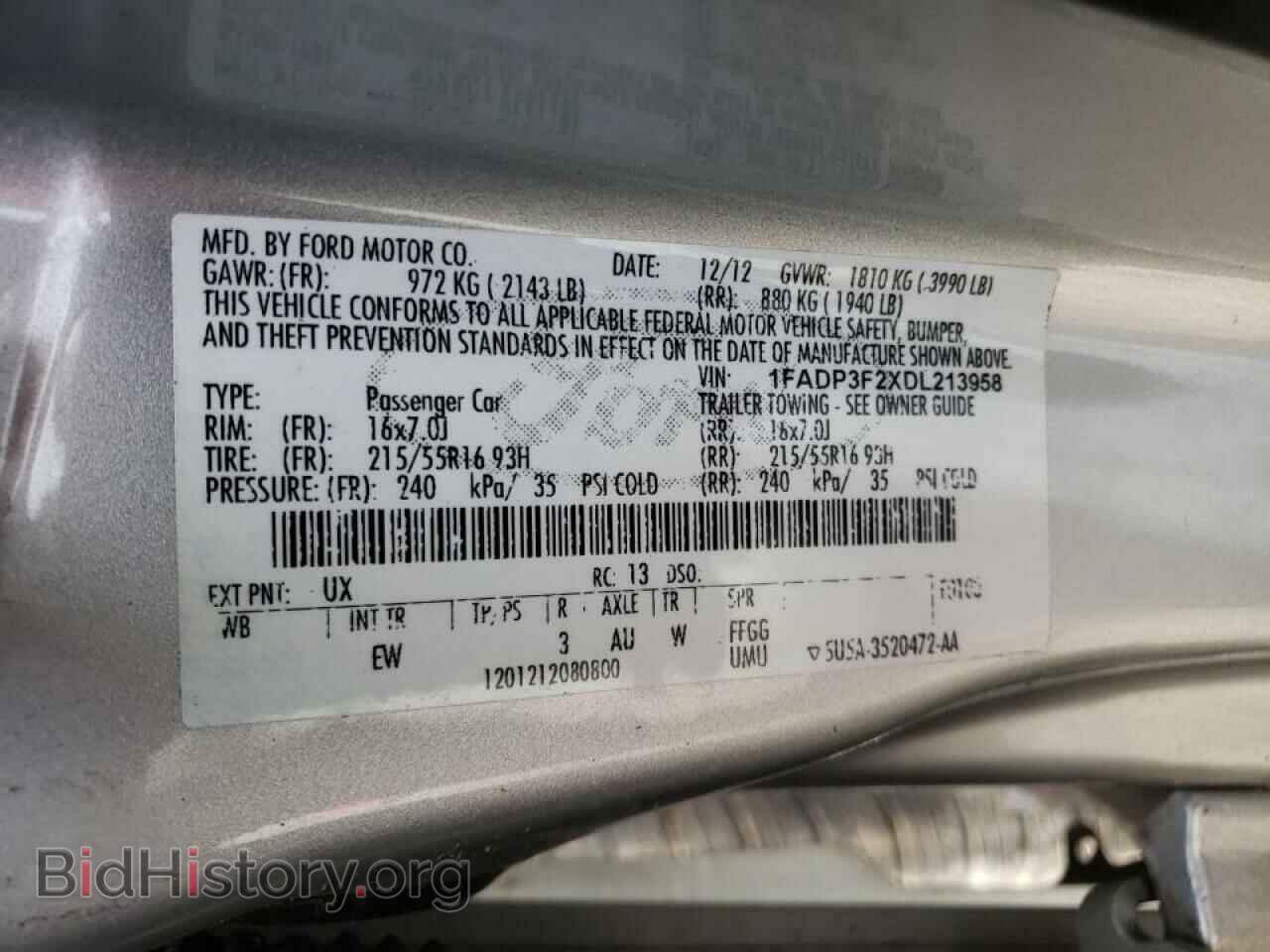 2013 FORD FOCUS - VIN: 1FADP3F2XDL213958 - Фото 10