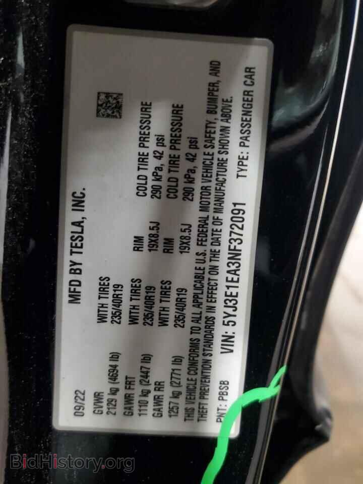 2022 TESLA MODEL 3 - VIN: 5YJ3E1EA3NF372091 - Фото 12