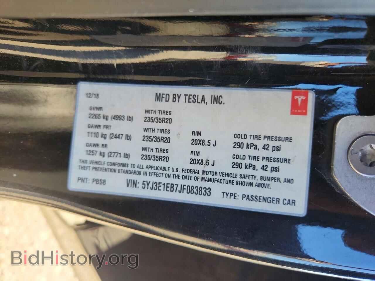 2018 TESLA MODEL 3 - VIN: 5YJ3E1EB7JF083833 - Фото 12
