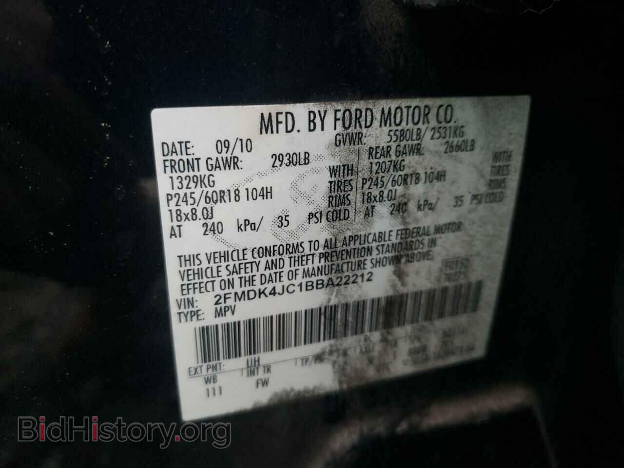 2011 FORD EDGE - VIN: 2FMDK4JC1BBA22212 - Photo 10