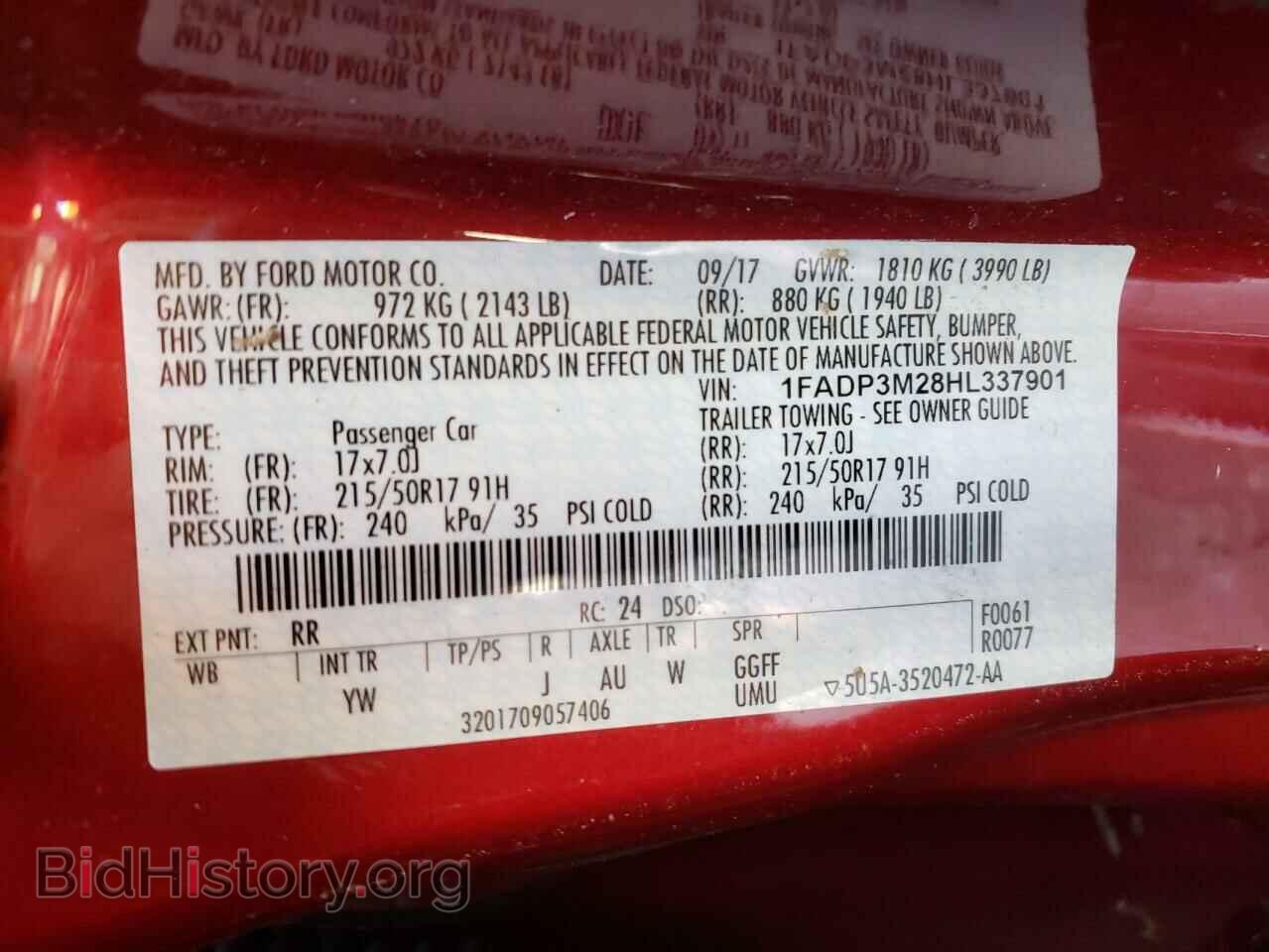 2017 FORD FOCUS - VIN: 1FADP3M28HL337901 - Фото 10
